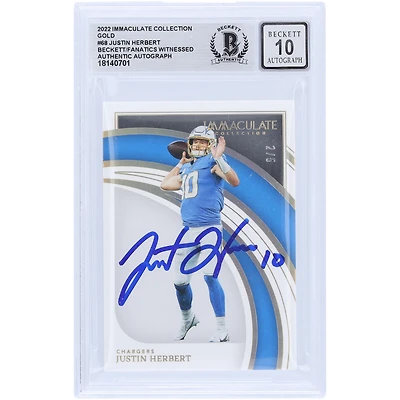 Justin Herbert Los Angeles Chargers Autographed 2022 Panini Immaculate Gold #68 #/5 Beckett Fanatics Witnessed Authenticated 10 Card