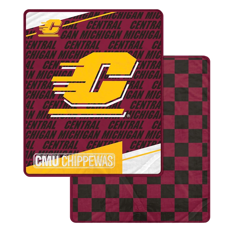Pegasus Central Michigan Chippewas 60" x 70" Diagonal Ghost Checkered Double-Sided Blanket
