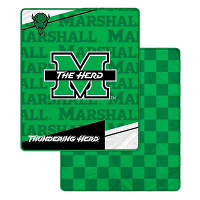 Pegasus Marshall Thundering Herd 60" x 70" Diagonal Ghost Checkered Double-Sided Blanket