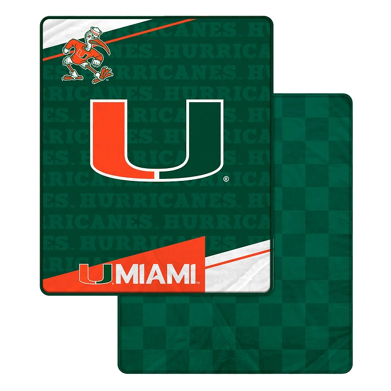 Pegasus Miami Hurricanes 60" x 70" Diagonal Ghost Checkered Double-Sided Blanket