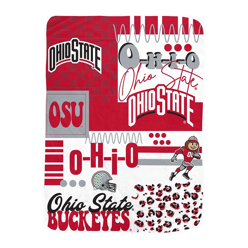 Pegasus Ohio State Buckeyes 66" x 95" Oversized Loco Check Ultra Cozy Blanket