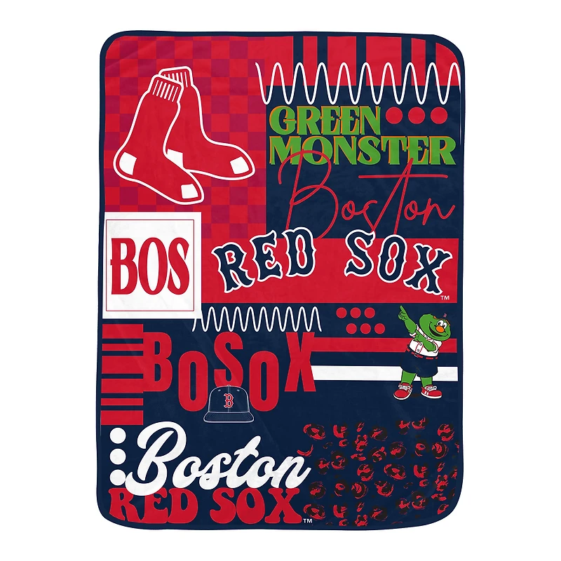 Pegasus Boston Red Sox 66" x 95" Oversized Loco Check Ultra Cozy Blanket