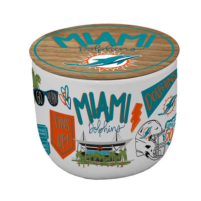 Pegasus Miami Dolphins 16oz. Loco Fan Wood Top Ceramic Candle