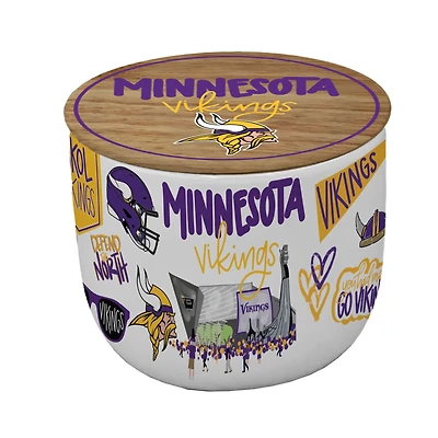 Pegasus Minnesota Vikings 16oz. Loco Fan Wood Top Ceramic Candle