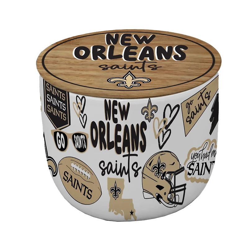 Pegasus New Orleans Saints 16oz. Loco Fan Wood Top Ceramic Candle