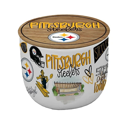 Pegasus Pittsburgh Steelers 16oz. Loco Fan Wood Top Ceramic Candle