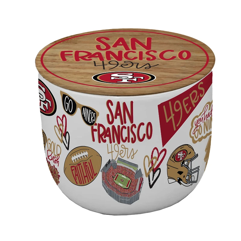 Pegasus San Francisco 49ers 16oz. Loco Fan Wood Top Ceramic Candle