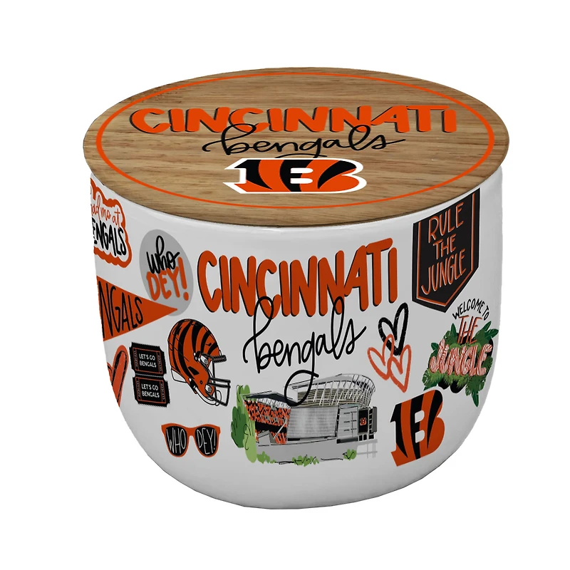 Pegasus Cincinnati Bengals 16oz. Loco Fan Wood Top Ceramic Candle