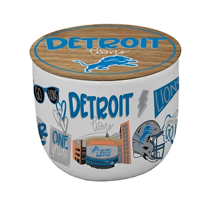 Pegasus Detroit Lions 16oz. Loco Fan Wood Top Ceramic Candle