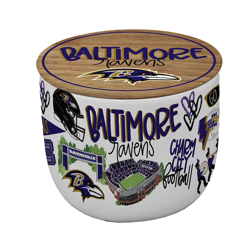 Pegasus Baltimore Ravens 16oz. Loco Fan Wood Top Ceramic Candle