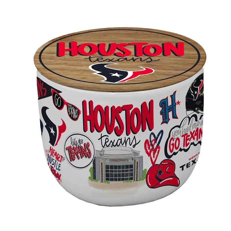 Pegasus Houston Texans 16oz. Loco Fan Wood Top Ceramic Candle