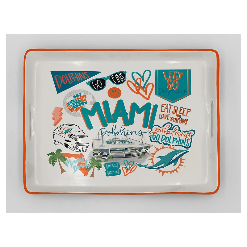 Pegasus Miami Dolphins 11" x 17" Large Loco Fan Serving Tray with Handles