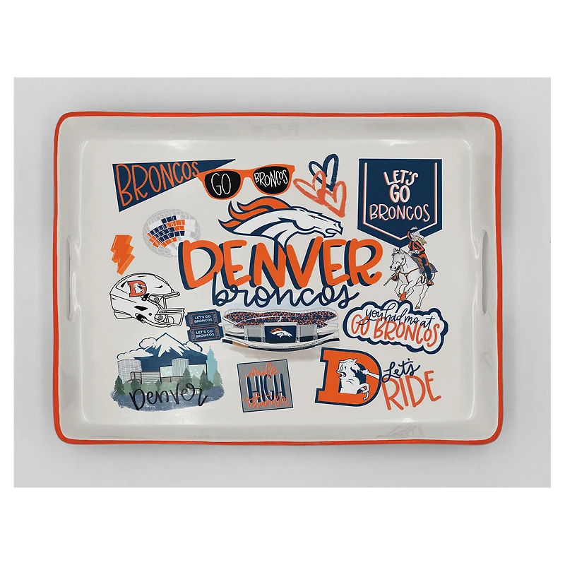 Pegasus Denver Broncos 11" x 17" Large Loco Fan Serving Tray with Handles