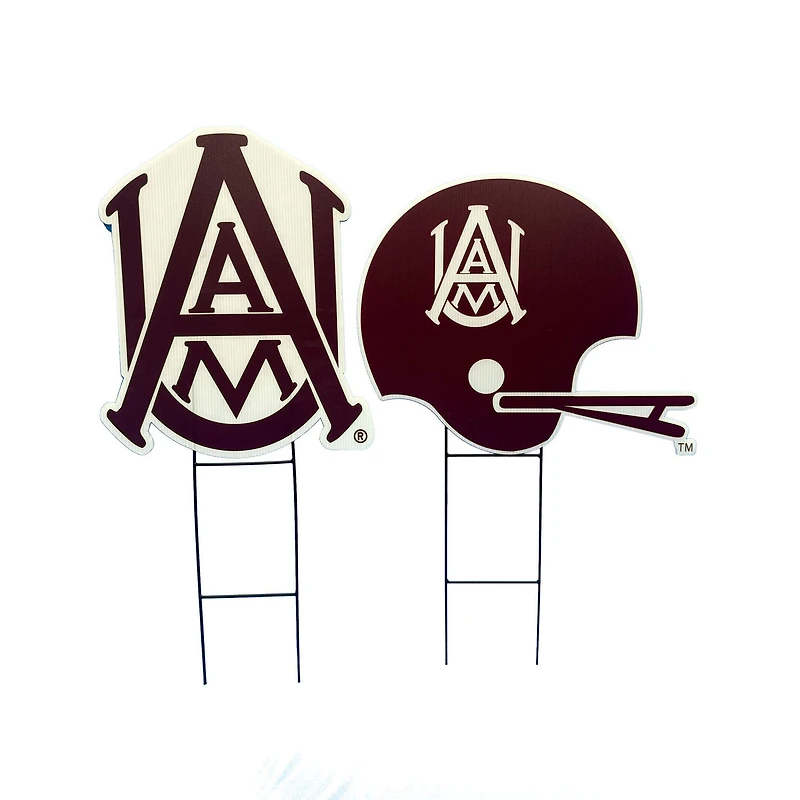 Pegasus Alabama A&M Bulldogs Logo and Helmet Two-Piece Yard Sign Set