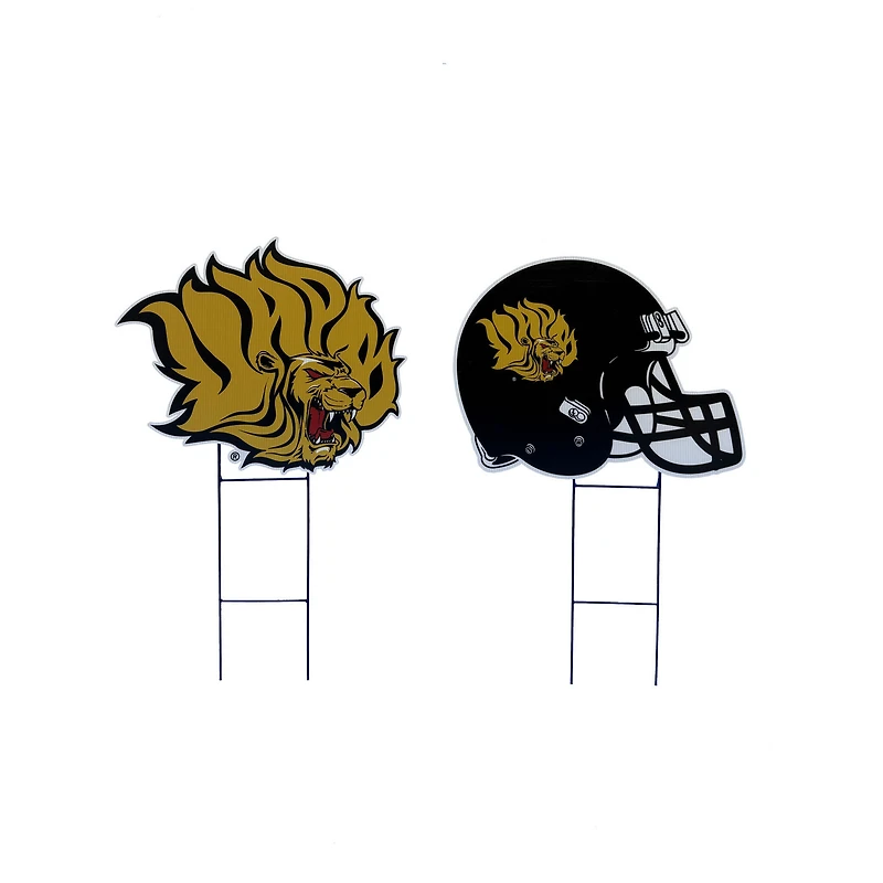 Pegasus Arkansas Pine Bluff Golden Lions Logo and Helmet Two-Piece Yard Sign Set
