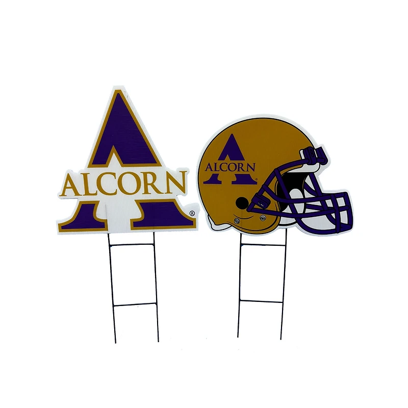 Pegasus Alcorn State Braves Logo and Helmet Two-Piece Yard Sign Set