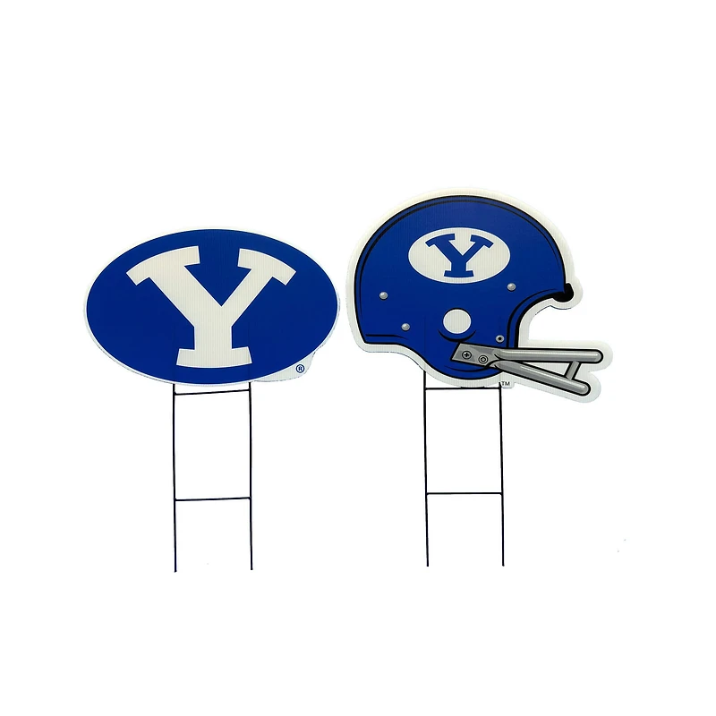 Pegasus BYU Cougars Logo and Helmet Two-Piece Yard Sign Set