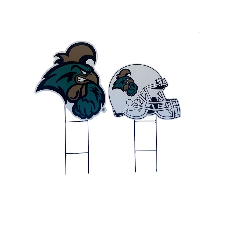 Pegasus Coastal Carolina Chanticleers Logo and Helmet Two-Piece Yard Sign Set