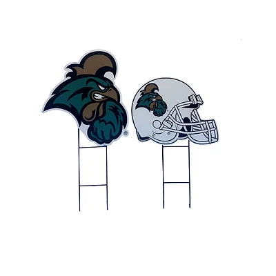 Pegasus Coastal Carolina Chanticleers Logo and Helmet Two-Piece Yard Sign Set
