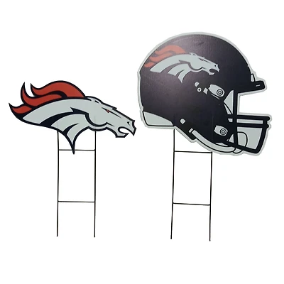 Pegasus Denver Broncos Logo and Helmet Two-Piece Yard Sign Set