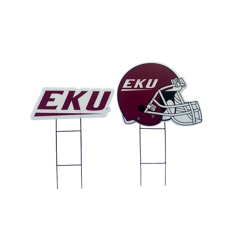 Pegasus Eastern Kentucky Colonels Logo and Helmet Two-Piece Yard Sign Set