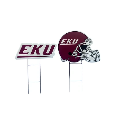 Pegasus Eastern Kentucky Colonels Logo and Helmet Two-Piece Yard Sign Set