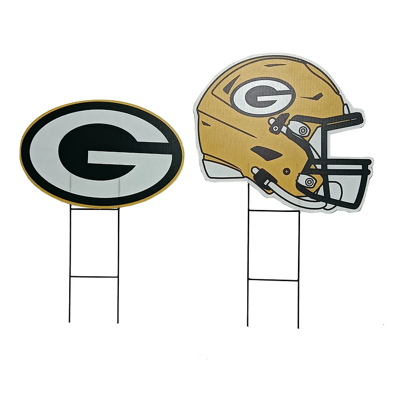 Pegasus Green Bay Packers Logo and Helmet Two-Piece Yard Sign Set