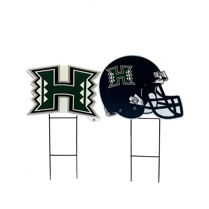 Pegasus Hawaii Rainbow Warriors Logo and Helmet Two-Piece Yard Sign Set