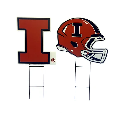 Pegasus Illinois Fighting Illini Logo and Helmet Two-Piece Yard Sign Set
