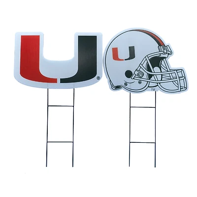 Pegasus Miami Hurricanes Logo and Helmet Two-Piece Yard Sign Set