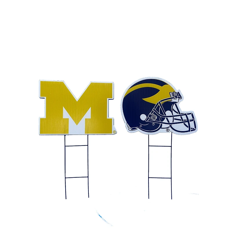Pegasus Michigan Wolverines Logo and Helmet Two-Piece Yard Sign Set