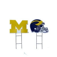 Pegasus Michigan Wolverines Logo and Helmet Two-Piece Yard Sign Set