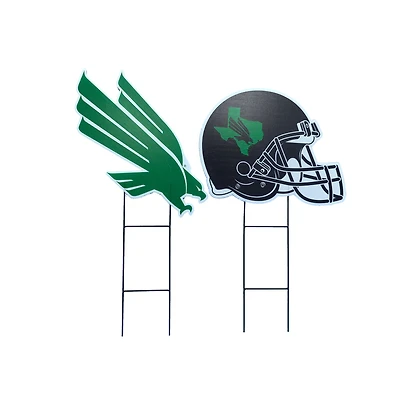 Pegasus North Texas Mean Green Logo and Helmet Two-Piece Yard Sign Set