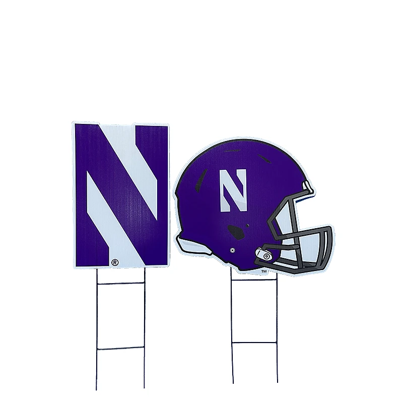 Pegasus Northwestern Wildcats Logo and Helmet Two-Piece Yard Sign Set