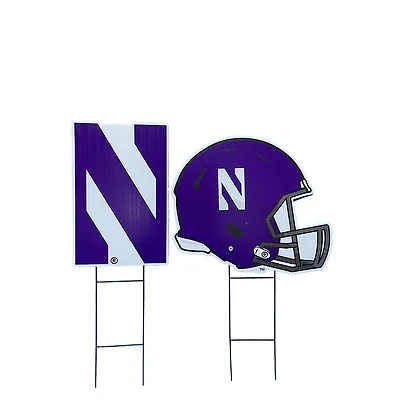 Pegasus Northwestern Wildcats Logo and Helmet Two-Piece Yard Sign Set