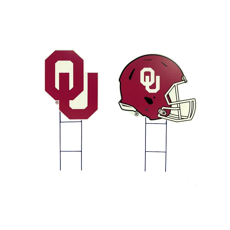 Pegasus Oklahoma Sooners Logo and Helmet Two-Piece Yard Sign Set