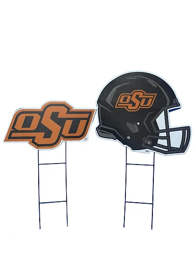 Pegasus Oklahoma State Cowboys Logo and Helmet Two-Piece Yard Sign Set