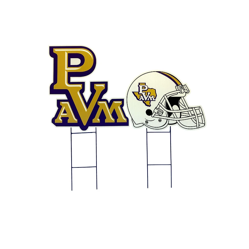 Pegasus Prairie View A&M Panthers Logo and Helmet Two-Piece Yard Sign Set