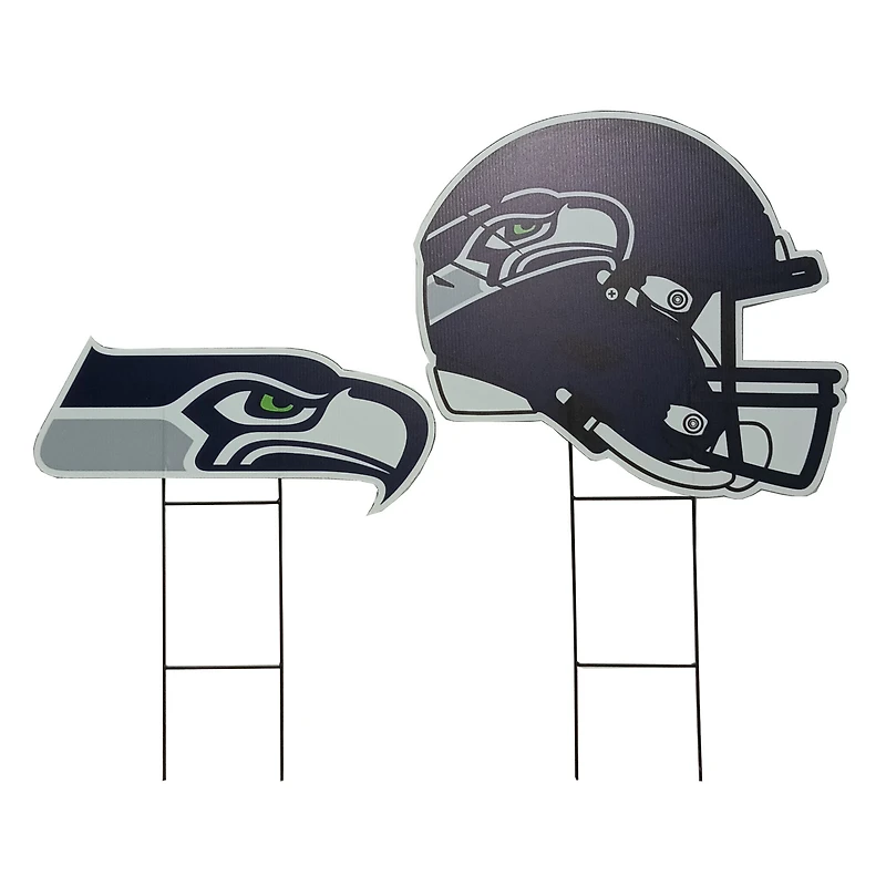 Pegasus Seattle Seahawks Logo and Helmet Two-Piece Yard Sign Set