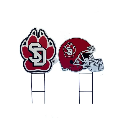 Pegasus South Dakota Coyotes Logo and Helmet Two-Piece Yard Sign Set