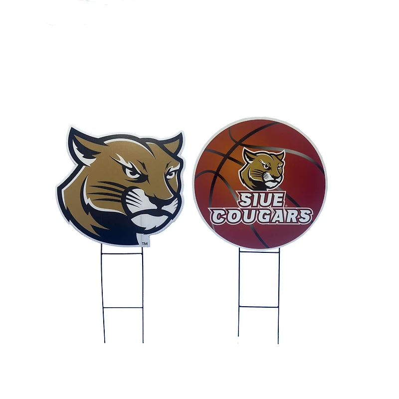 Pegasus Southern Illinois Edwardsville Cougars Logo and Helmet Two-Piece Yard Sign Set
