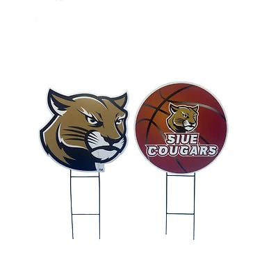 Pegasus Southern Illinois Edwardsville Cougars Logo and Helmet Two-Piece Yard Sign Set