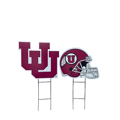 Pegasus Utah Utes Logo and Helmet Two-Piece Yard Sign Set