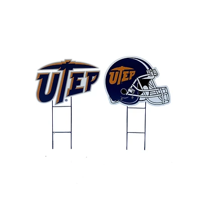 Pegasus UTEP Miners Logo and Helmet Two-Piece Yard Sign Set