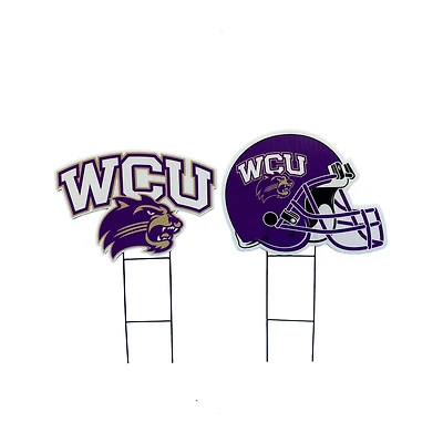 Pegasus Western Carolina Catamounts Logo and Helmet Two-Piece Yard Sign Set