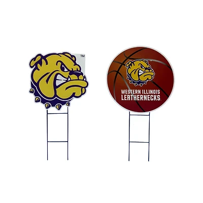 Pegasus Western Illinois Leathernecks Logo and Helmet Two-Piece Yard Sign Set