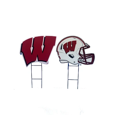 Pegasus Wisconsin Badgers Logo and Helmet Two-Piece Yard Sign Set