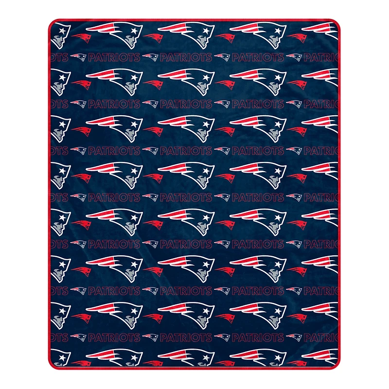 Pegasus New England Patriots 50" x 60" Repeat Big Logo Wordmark Ultra Soft Blanket
