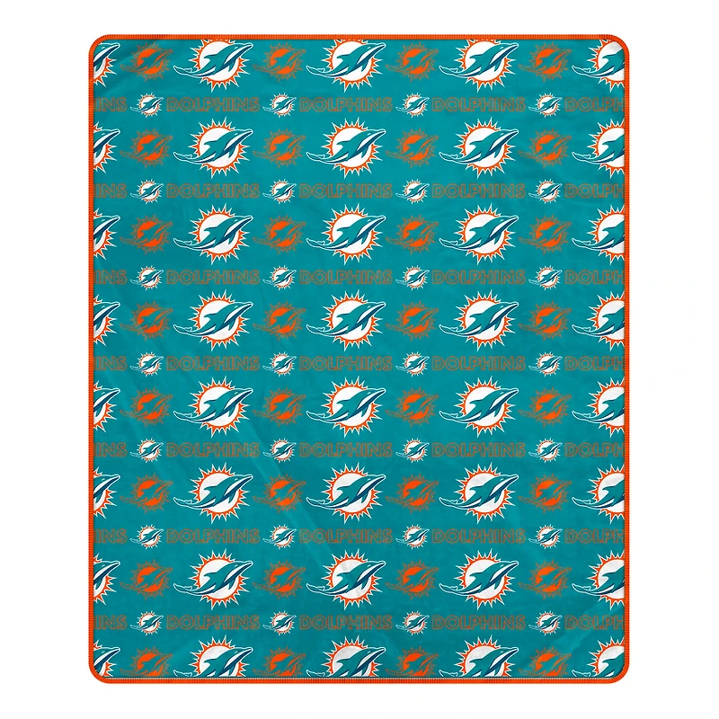 Pegasus Miami Dolphins 50" x 60" Repeat Big Logo Wordmark Ultra Soft Blanket