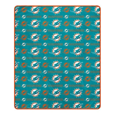 Pegasus Miami Dolphins 50" x 60" Repeat Big Logo Wordmark Ultra Soft Blanket